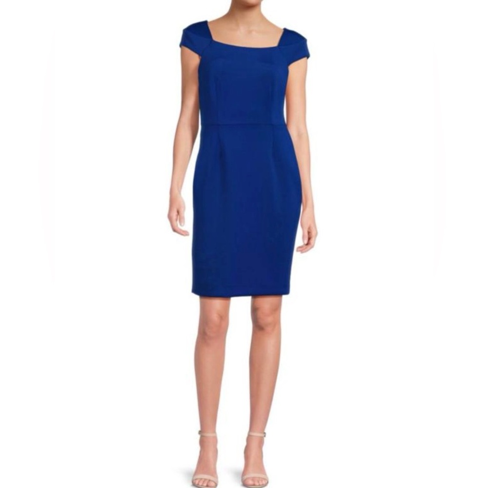 Calvin Klein Cap Sleeve Square Neck Scuba Sheath Dress